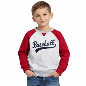 Gymboree Boys Baseball Graphic Raglan Sweatshirt Size S 5–6 Red and Gray